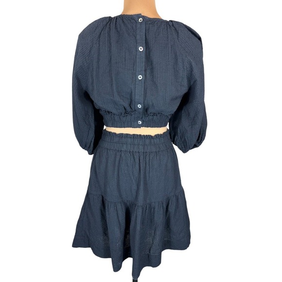 Sea New York Smocked Dress Tiered Mini Dress Puff Sleeve Black Size 2 - Picture 2 of 10